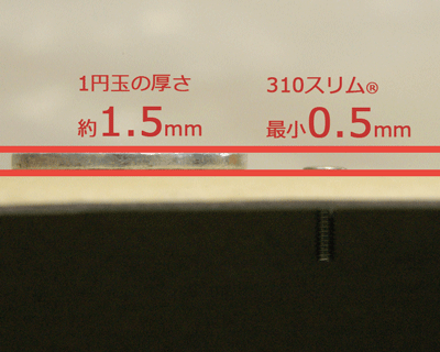 省スペースねじ(ボルト)と1円玉 横から | サイマコーポレーション